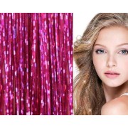 Bling Silver glitter hair Extensions 100 stk glitter hårstrå 80 cm - Rose
